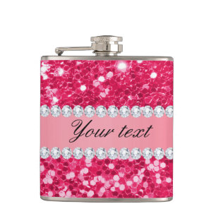 Petaca Purpurina grande de las rosas fuertes falso con