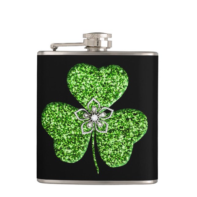 Petaca Purpurina Shamrock and Flower Flask (Anverso)