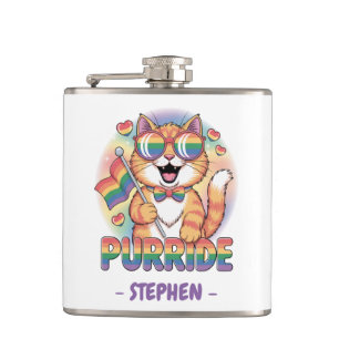 Petaca Purride - Gato Naranja con la bandera del orgullo