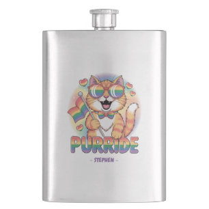 Petaca Purride - Gato Naranja con la bandera del orgullo