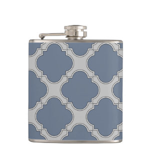 Petaca Quatrefoil azul-gris