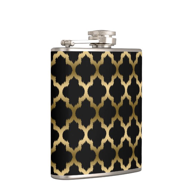 Petaca Quatrefoil De Ikat Negrita Y Negra Monogramada (Derecha)