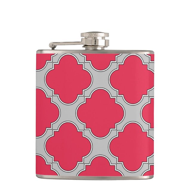 Petaca Quatrefoil rojo y gris (Anverso)