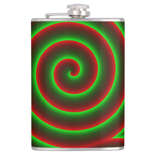 Petaca ¿Quer mudar o vermelho? Espiral verde chamativo. (Anverso)