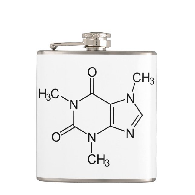 Petaca Química Molécula Cafeína Café Átomos (Anverso)