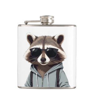 Petaca Raccoon Con Hoodie Funny Carácter Animal De Guay