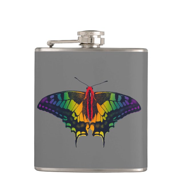 Petaca Rainbow Pride Flag Swallowtail Butterfly (Anverso)