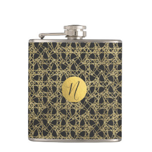 Petaca Rascador de Oro Glamour Moderno Dorado Monograma Ú