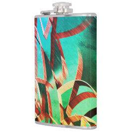 Petaca Rasgos marrones sobre verde rústico y aguamarina