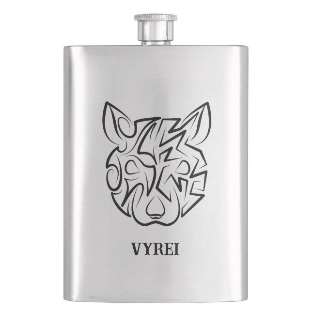 Petaca Rata tribal negra y blanca (Anverso)