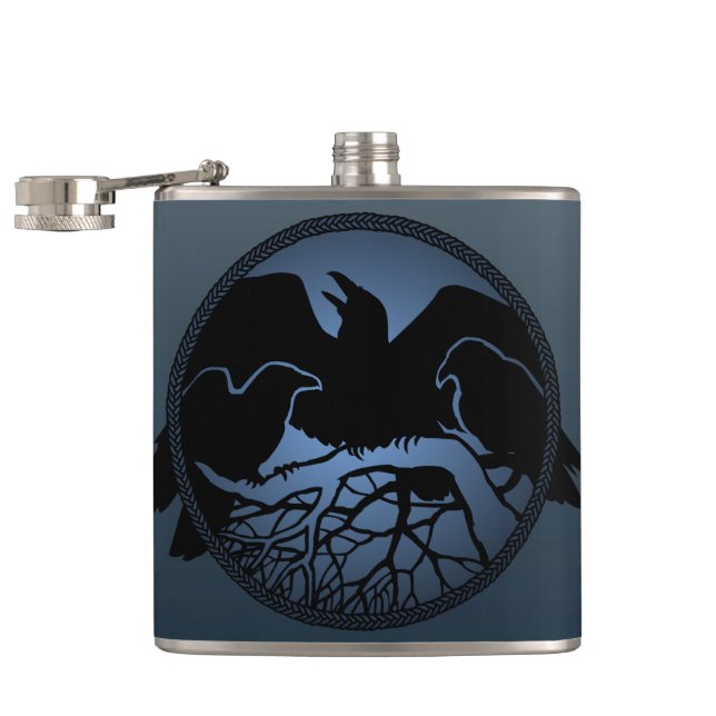 Petaca Raven Flask Personalizado Raven / Crow Art Drask F (Abierto)