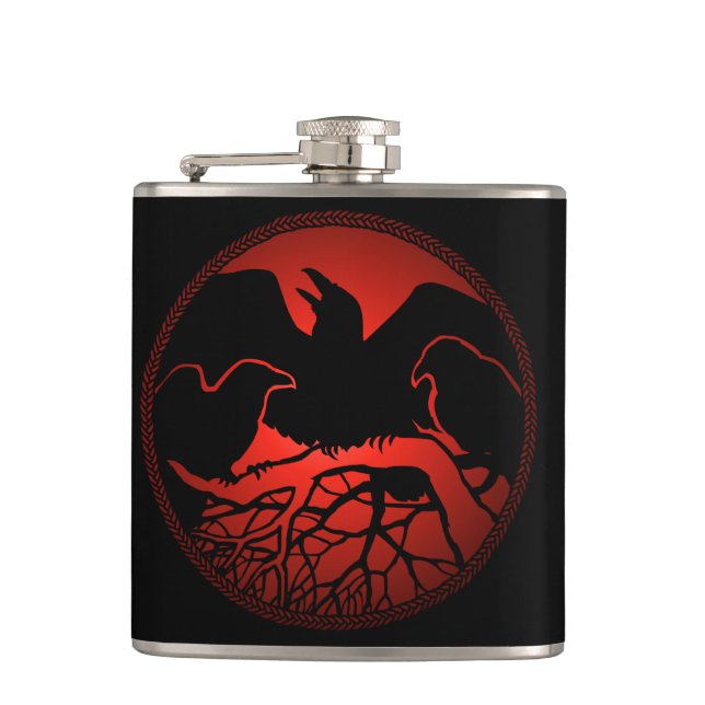 Petaca Raven Flask Personalizado Raven / Crow Art Drask F (Anverso)