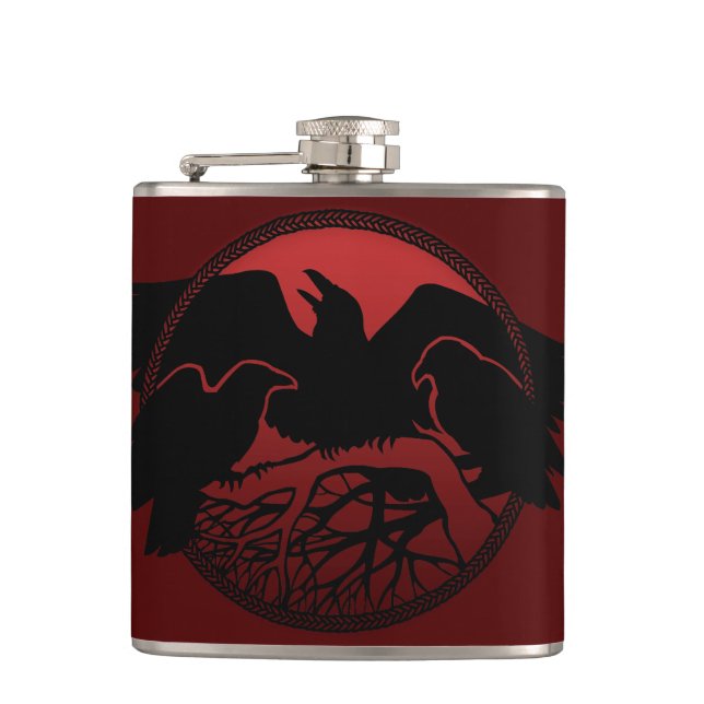 Petaca Raven Flask Personalizado Raven / Crow Art Drask F (Anverso)