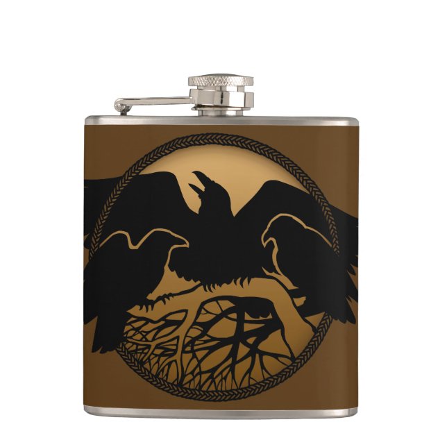 Petaca Raven Flask Personalizado Raven / Crow Art Drask F (Anverso)