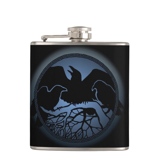 Petaca Raven Flask Personalizado Raven / Crow Art Drask F (Anverso)