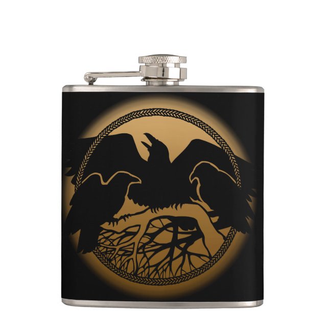 Petaca Raven Flask Personalizado Raven / Crow Art Drask F (Anverso)