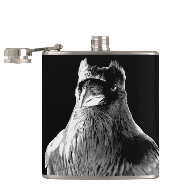 Petaca Raven Flask Personalizado Spirit Animal Raven Bebe (Abierto)