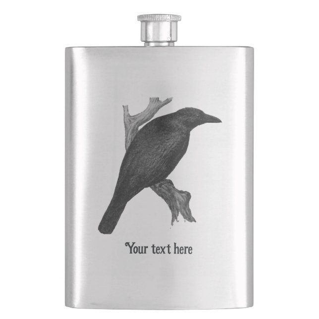 Petaca Raven gótico personalizado (Anverso)