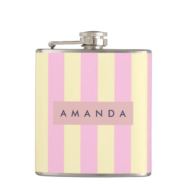 Petaca Raya Personalizada de Rosa Pastel y Amarillo (Anverso)
