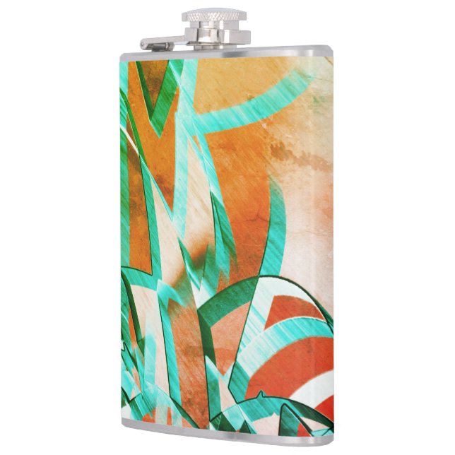 Petaca Rayas azules o cian sobre naranja rústico rojizo (Izquierda)