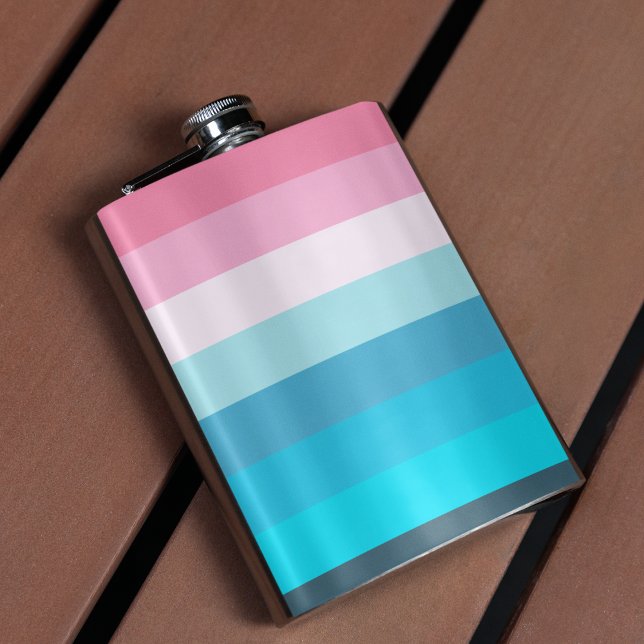 Petaca Rayas de colores azul y rosa (flask)