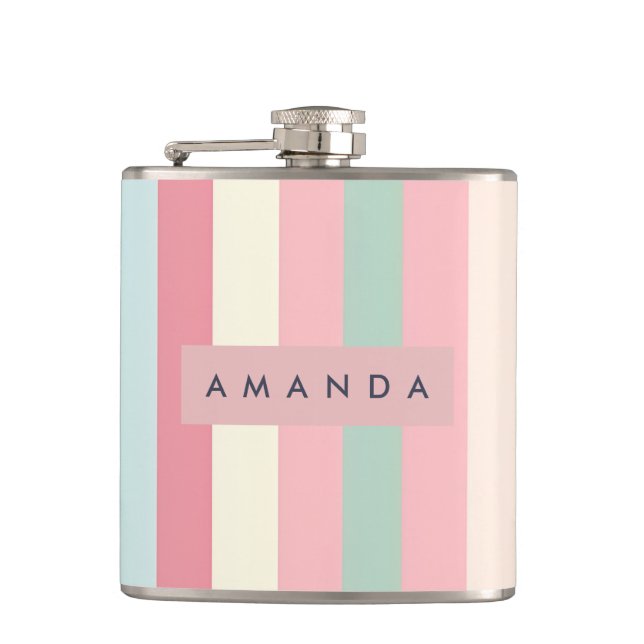Petaca Rayas Pastel Minimalistas Personalizadas (Anverso)