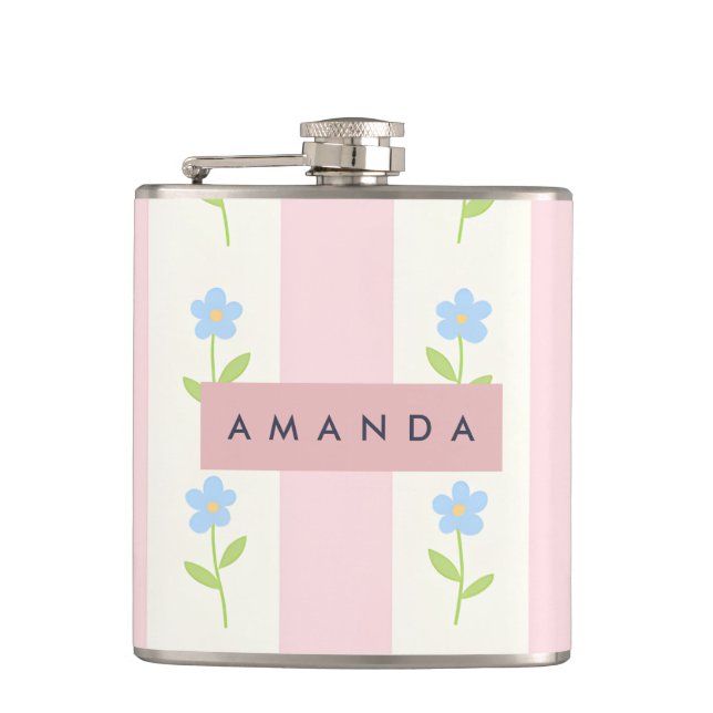 Petaca Rayas Pastel personalizadas con patrón de flor (Anverso)