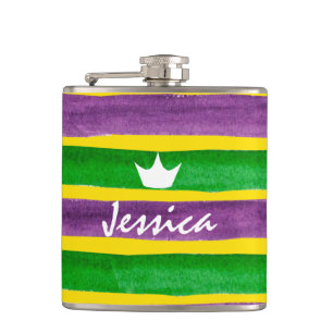 Petaca Rayas púrpuras personalizadas del oro verde del