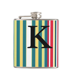 Petaca Rayas retro coloridas añaden letra inicial monogra