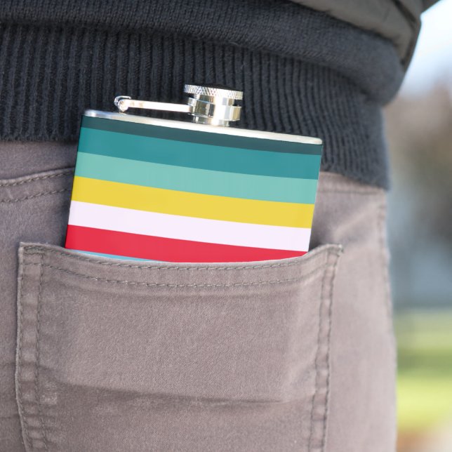 Petaca Rayas rojas y amarillas entre tonos azules (In Situ)