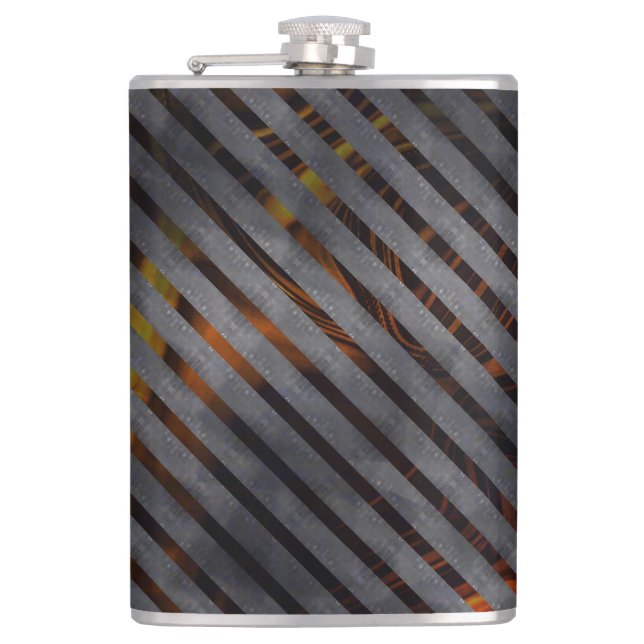 Petaca Rayas transversales grises, cintas de carbón, rojo (Anverso)