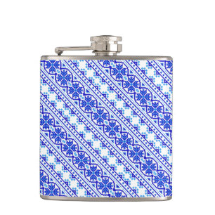 Petaca Rayas ucranianas decorativas azules blancas lindas