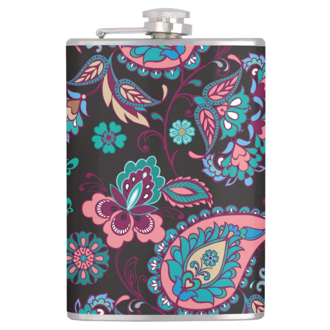 Petaca Rayo Paisley: negro decorativo sin foco (Anverso)