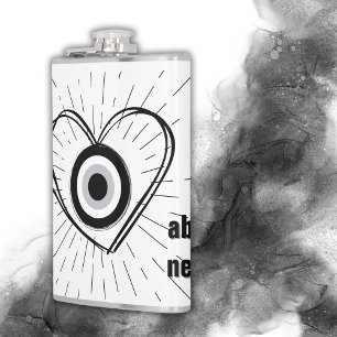 Petaca Rays, Heart, Black Evil Eye Protection monograma