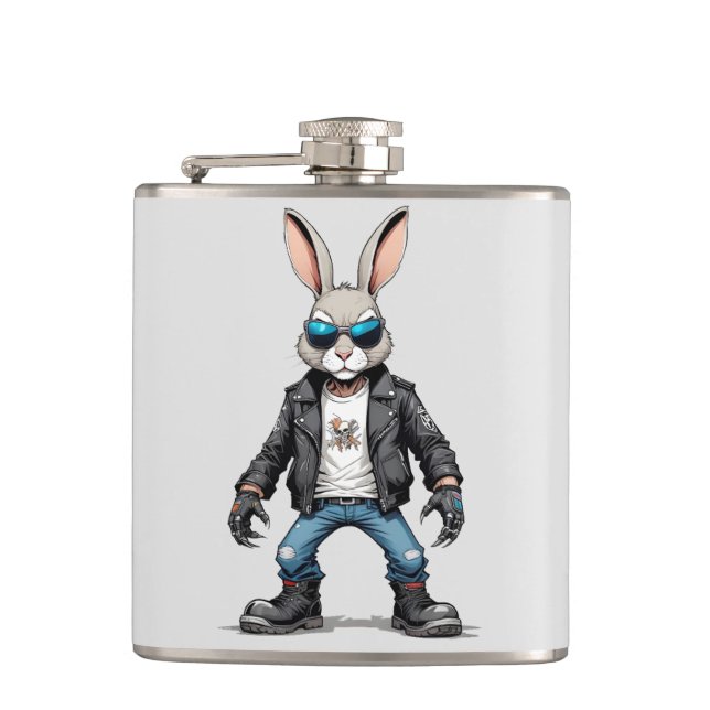 Petaca Rebelde de ciclismo de conejo en estilo Guay de la (Anverso)