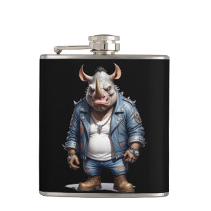 Petaca Rebelde motociclista rinoceronte en Guay con la Ch