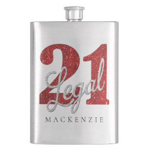 Petaca Red 21 y legal Moderno Personalizado de cumplea