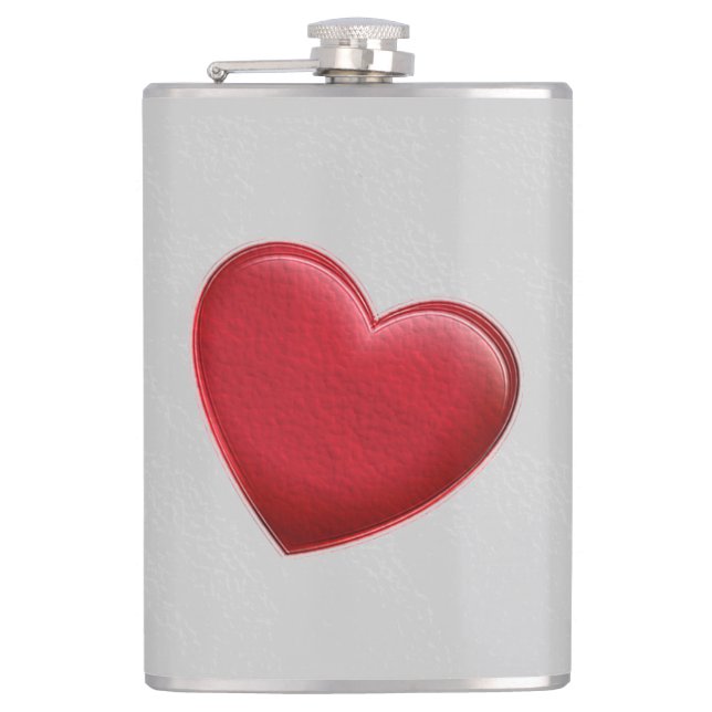 Petaca Red Heart Gray Trendy Love Boda (Anverso)