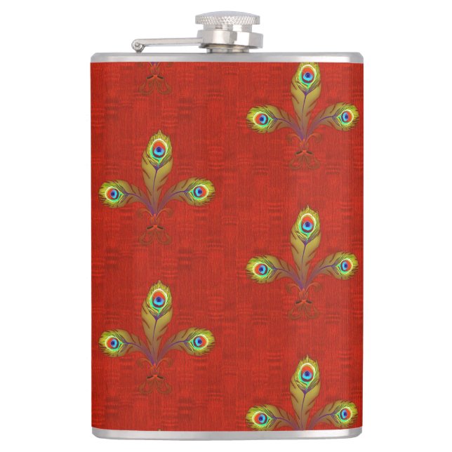 Petaca Red Peacock Fleur de Lis (Anverso)