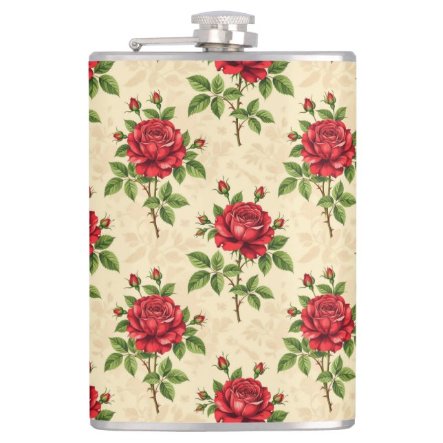 Petaca Red rose vintage pattern (Anverso)