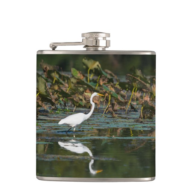 Petaca Reflexión de Egret Blanco (Anverso)