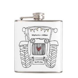 Petaca Regalo de boda de país de Tractor personalizado