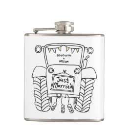 Petaca Regalo de boda de país de Tractor personalizado