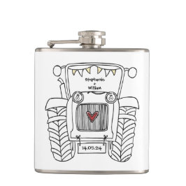 Petaca Regalo de boda de país de Tractor personalizado