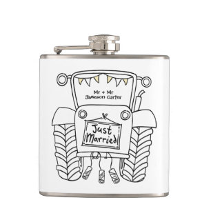 Petaca Regalo de boda de país de Tractor personalizado