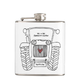 Petaca Regalo de boda de país de Tractor personalizado