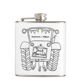 Petaca Regalo de boda de país de Tractor personalizado