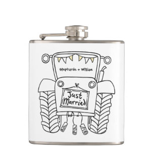 Petaca Regalo de boda de país de Tractor personalizado