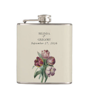 Petaca Regalo de boda de tulipanes púrpura acuarela tempe