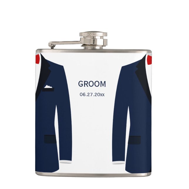 Petaca Regalo de Boda Gay Flask Personalizado Para Azul G (Anverso)